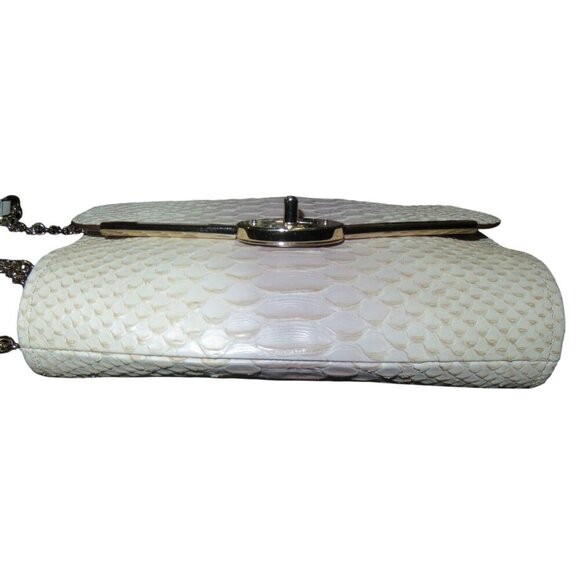 COACH Madison Cream Python Embossed Leather Turn Lock Chain Crossbody - Picture 6 of 11